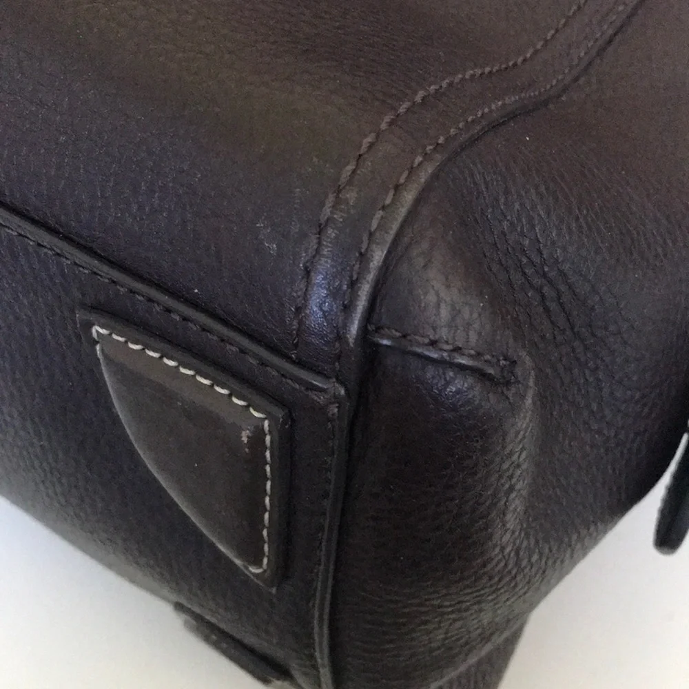 Classic Dark Chocolate Brown Leather RFID Large Satchel Quiet Luxury Preppy